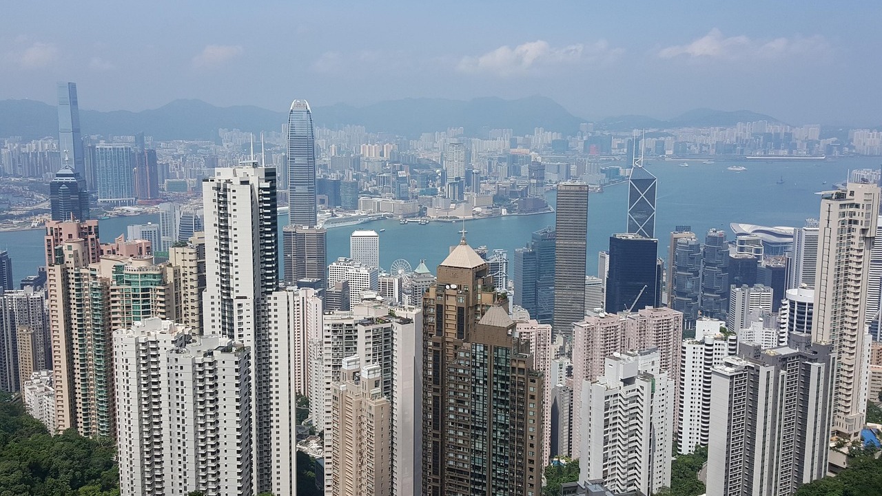 Hongkong City mit Wolkenkratzern.